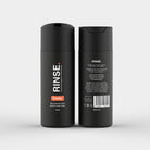 RINSE Daily men’s intimate wash 150ml bottle front and back, showing product label, usage instructions, and ingredients
